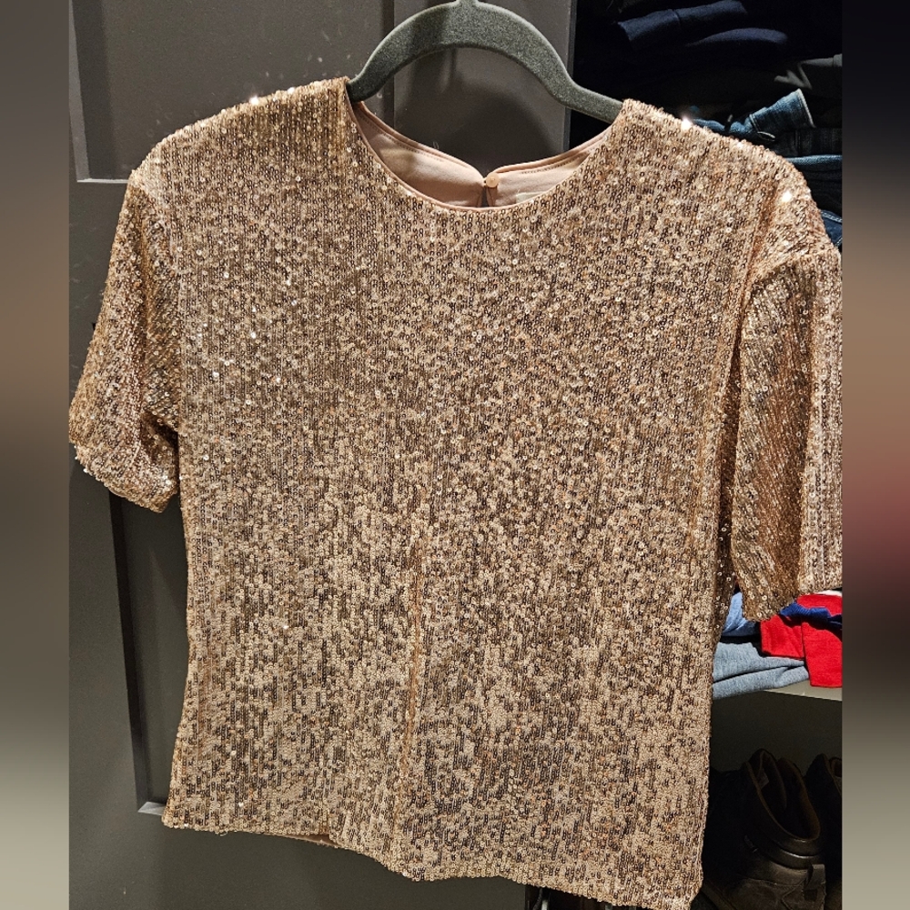 H&M Rose Gold Sequin Top